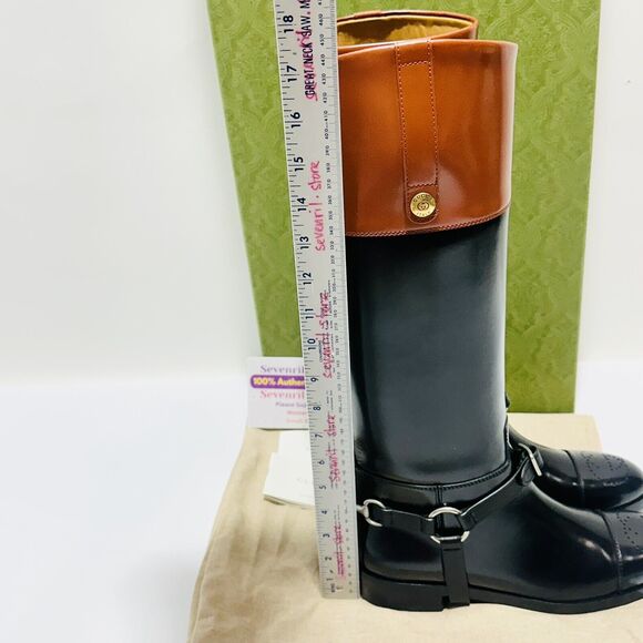 Gucci Zelda Horsebit Harness Knee High Two Tone Leather Boots US 7 NWB $2K - Picture 12 of 15